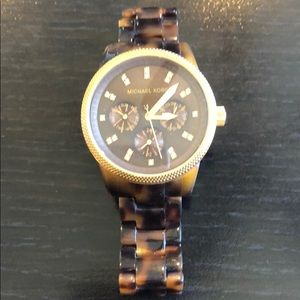 Michael Kors tortoise gold watch